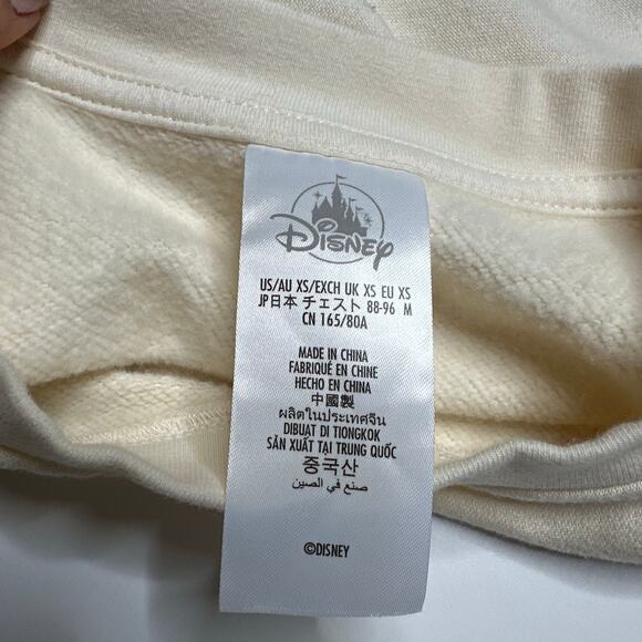 DISNEY Cream White Fuzzy Retro Mickey Mouse Santa Fleece Pullover Sweatshirt XS - Picture 7 of 7